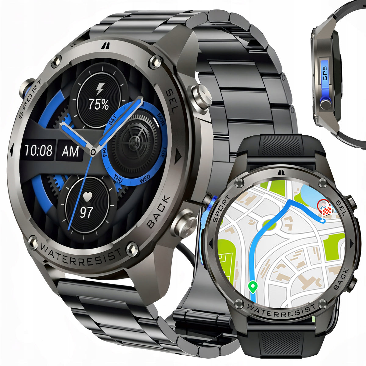 SMARTWATCH GPS AMOLED SPORT HEALTH CONVERSATION WATERPROOF 5ATM 500mAh