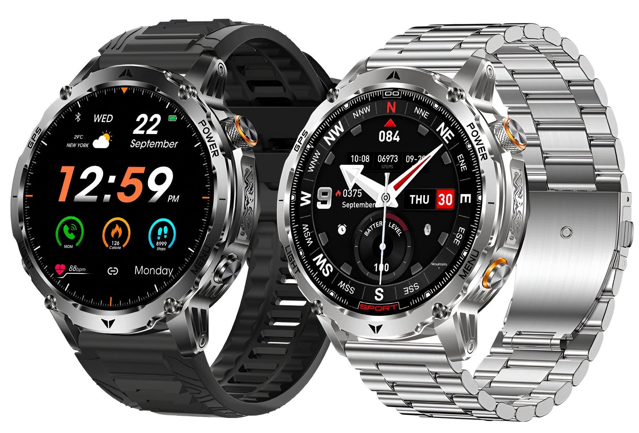 SMARTWATCH GPS FLASHLIGHT TALK BAROMETER COMPASS OXIMETER WATCH PULSE Packaging status original