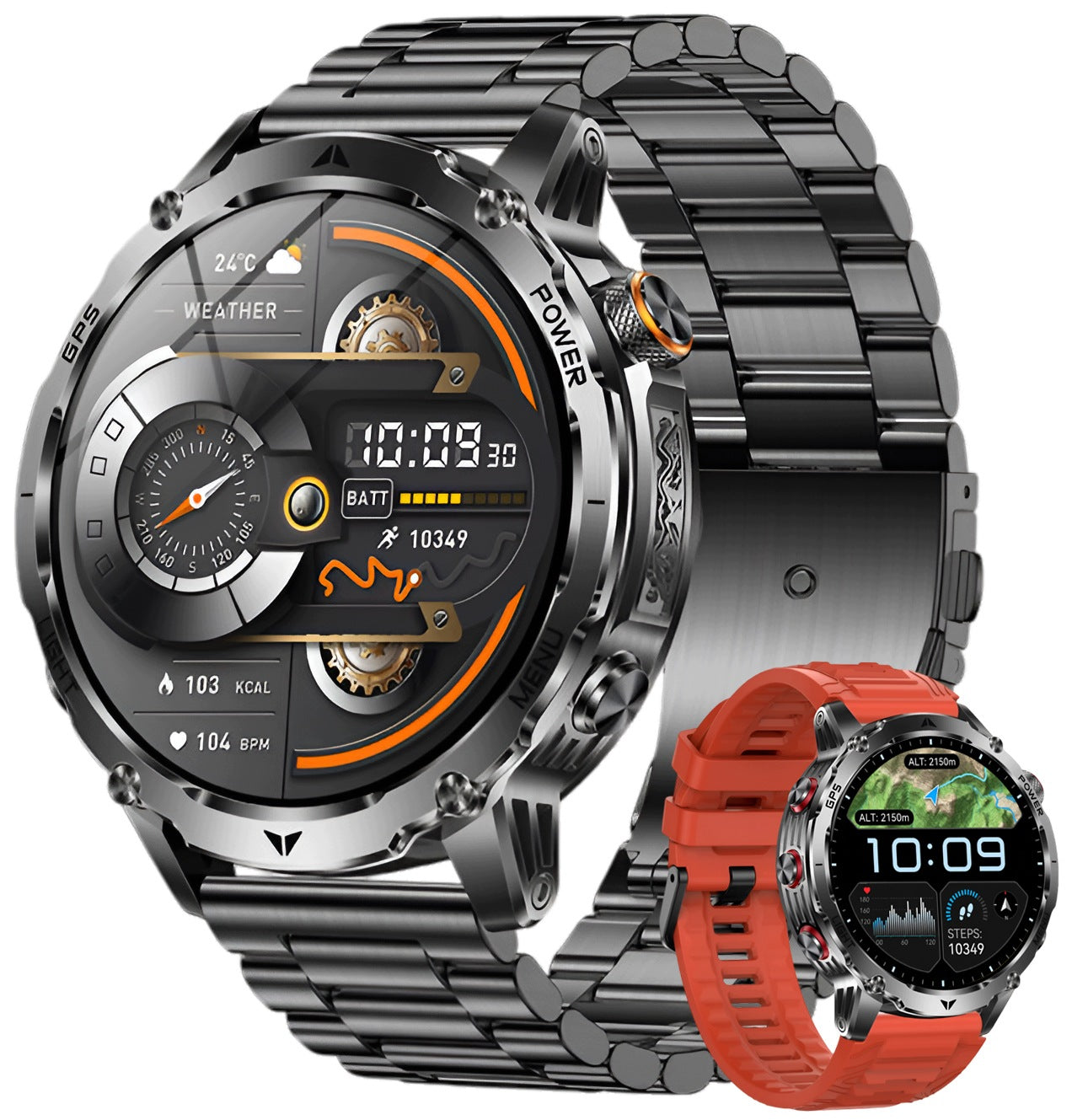 SMARTWATCH GPS FLASHLIGHT TALK BAROMETER COMPASS OXIMETER WATCH PULSE