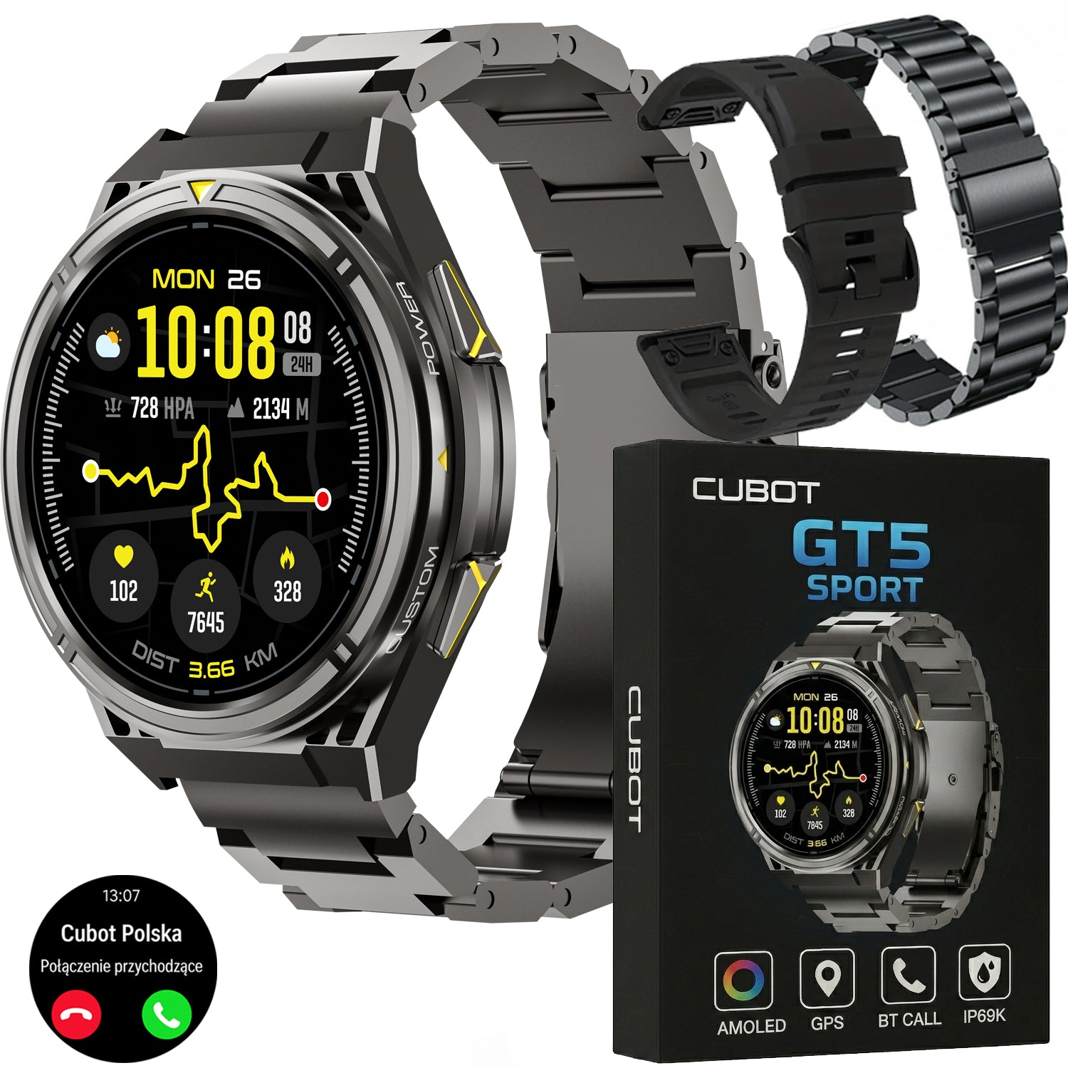 SMARTWATCH GT5 MEN'S GPS WATCH WATERPROOF MENU PL TALK AMOLED SPORT