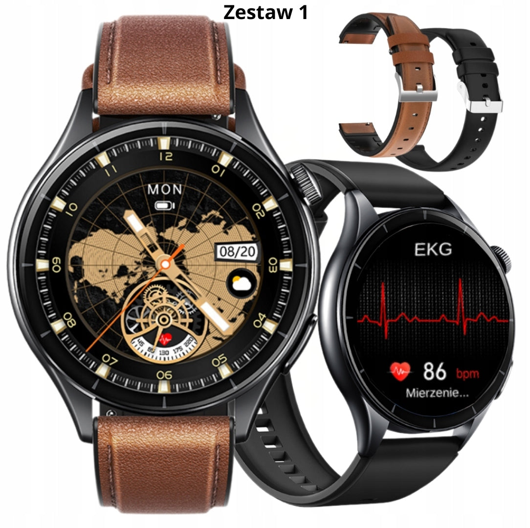 SMARTWATCH MEN'S AMOLED CARDIO EKG SUGAR IP68 MENU PL 2 STRIPES ELEGANT Packaging status original