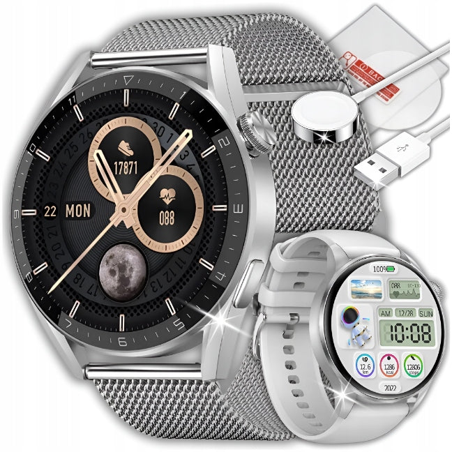 SMARTWATCH MEN'S CARDIOWATCH WATCH Polish ECG CONVERSATIONS PULSE STRIPES GLASS