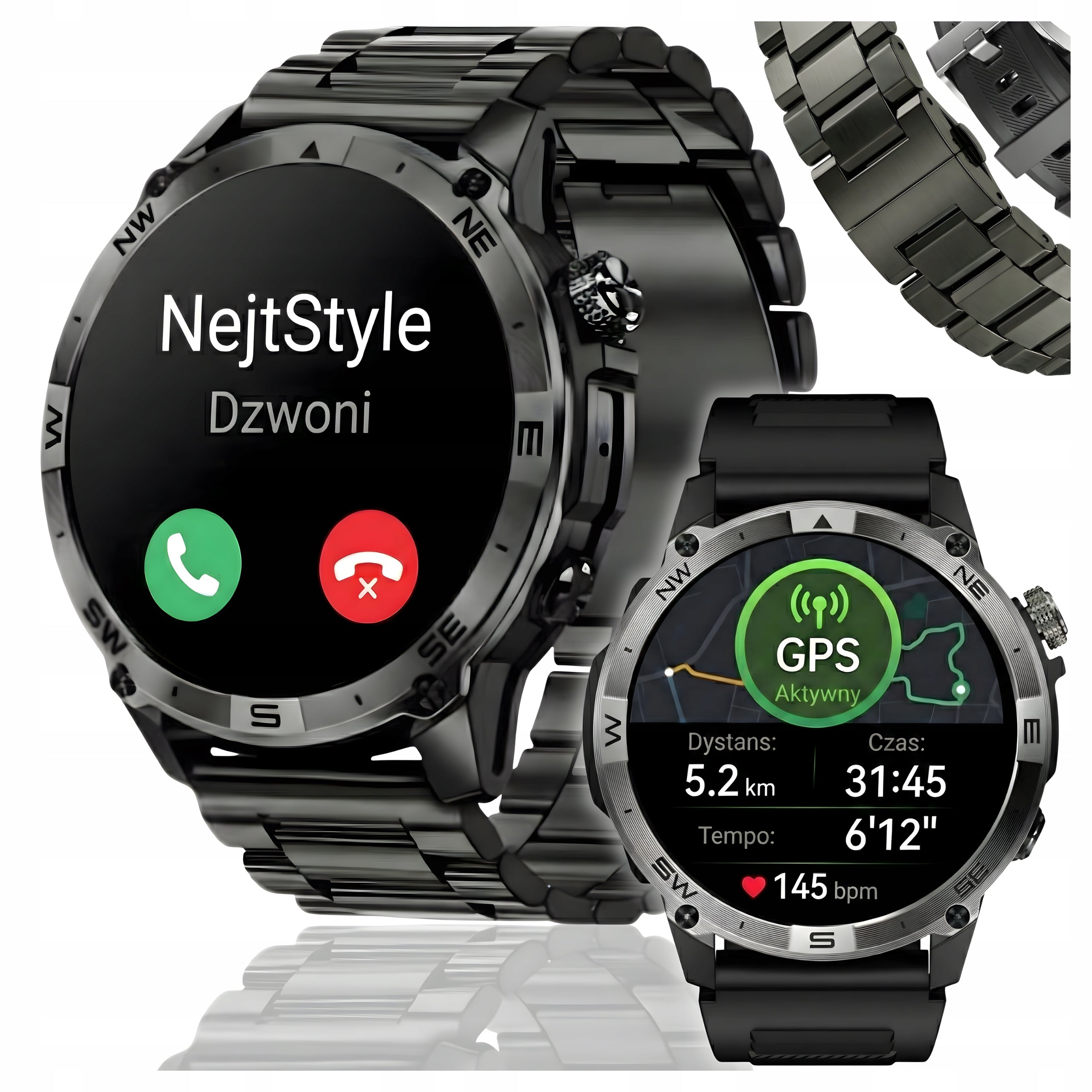 SMARTWATCH MEN'S GPS AMOLED WATCH WATERPROOF IP68 TALK SPORT MENU PL