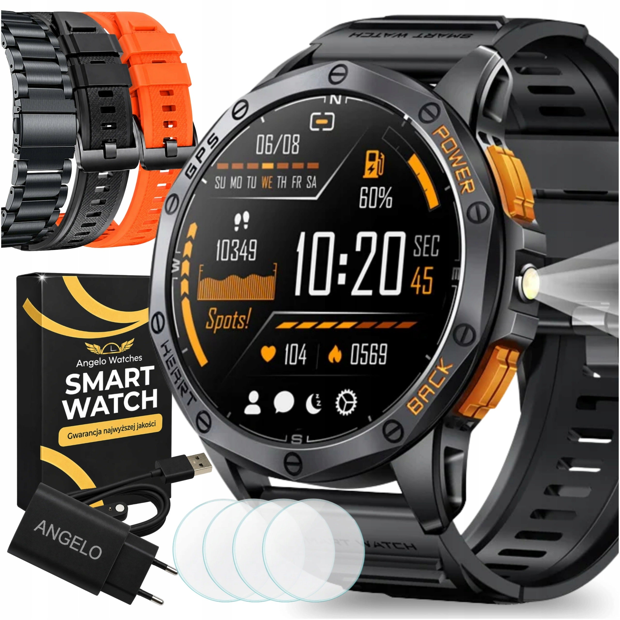 SMARTWATCH MEN'S GPS MENU POLISH WATERPROOF IP 69 SPORT TALK MENU PL