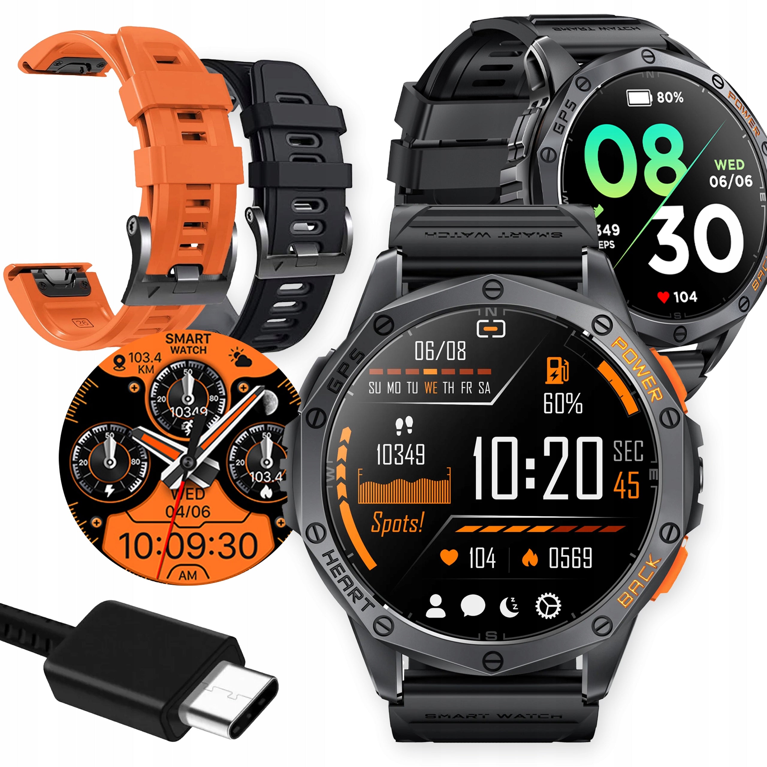 SMARTWATCH MEN'S GPS MENU POLISH WATERPROOF SPORTS TALK BT 5.3 AMOLED