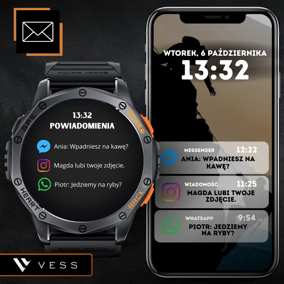 SMARTWATCH MEN'S GPS MENU POLISH WATERPROOF SPORTS TALK SMART WATCH PL Packaging status original