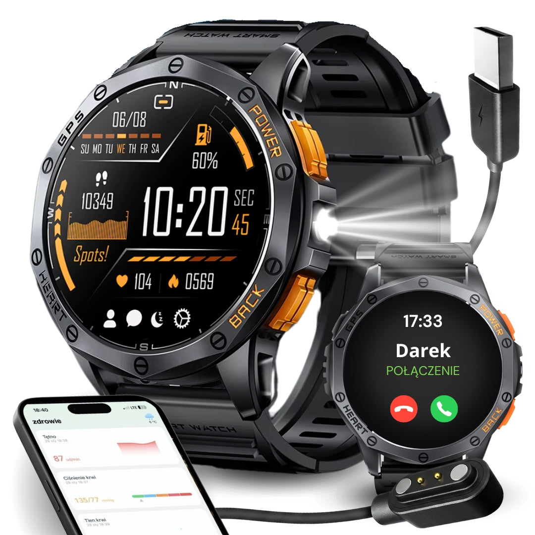 SMARTWATCH MEN'S GPS MENU POLISH WATERPROOF SPORTS TALK SMART WATCH PL