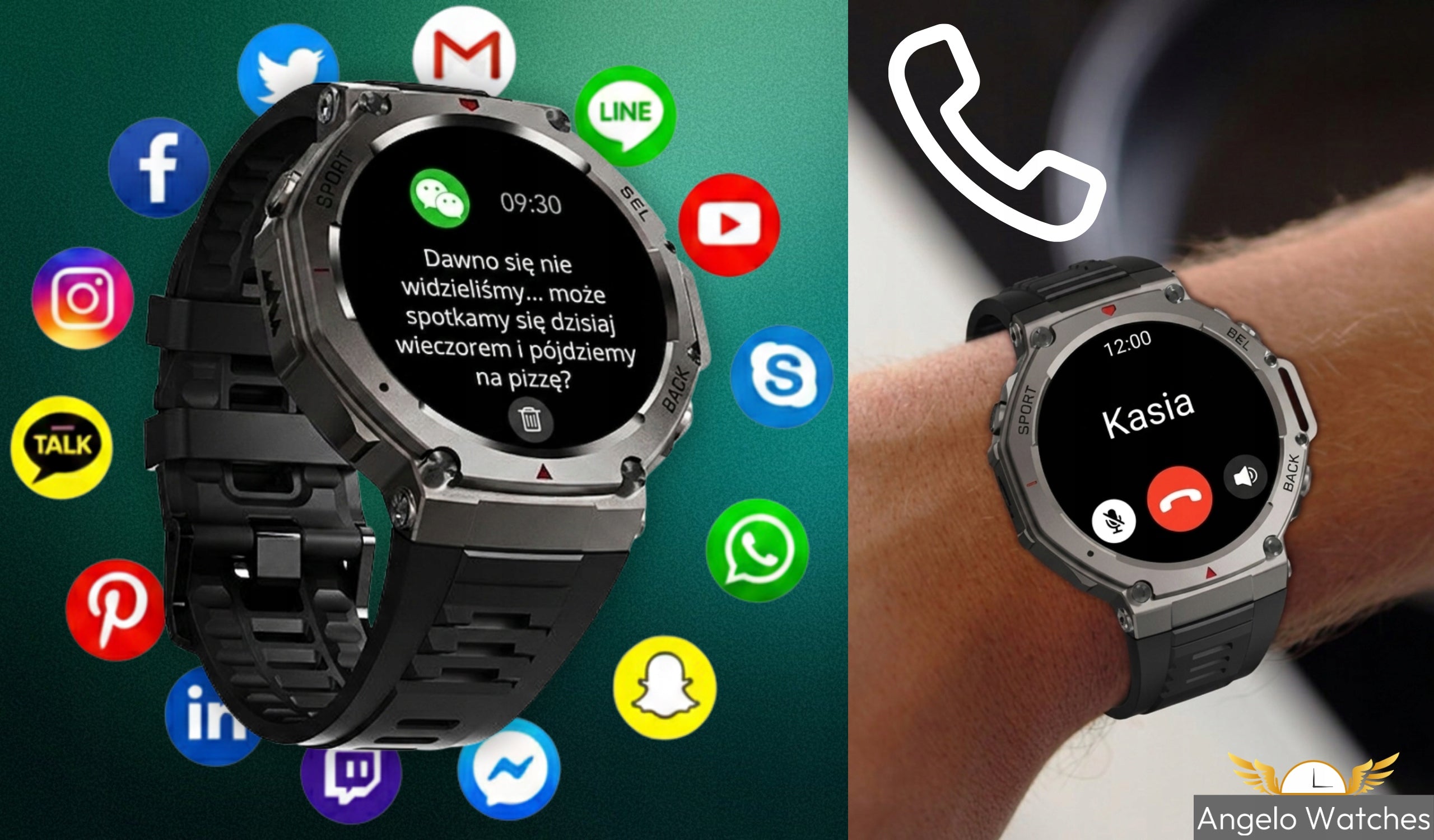SMARTWATCH MEN'S GPS WATCH MENU POLISH CALLS SPORT SMARTWATCH 3 STRIPES Packaging status original