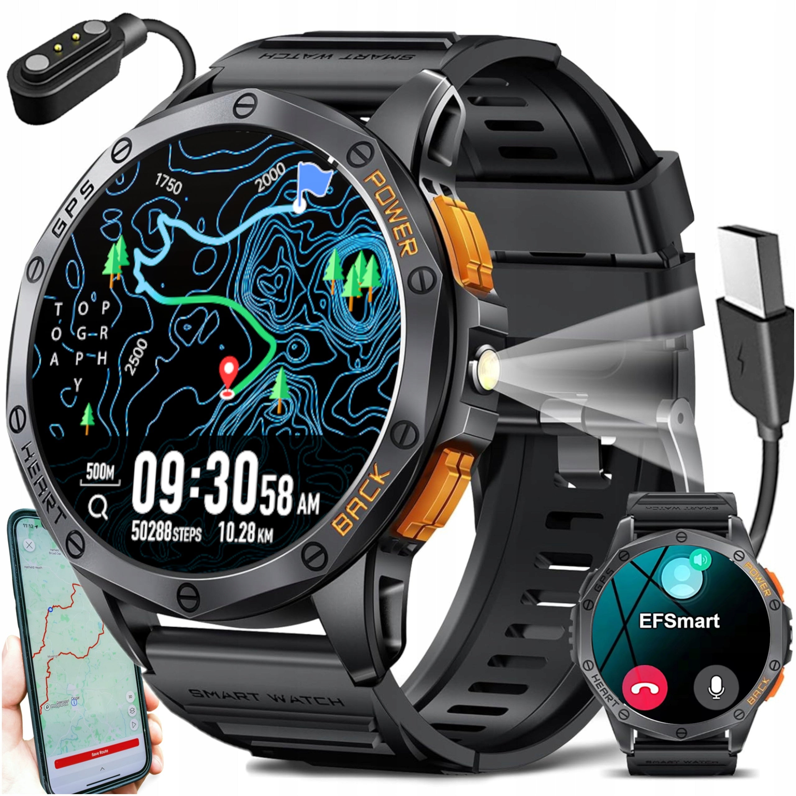 SMARTWATCH MEN'S GPS WATCH MENU POLISH WATERPROOF CONVERSATION SPORT + GLASS