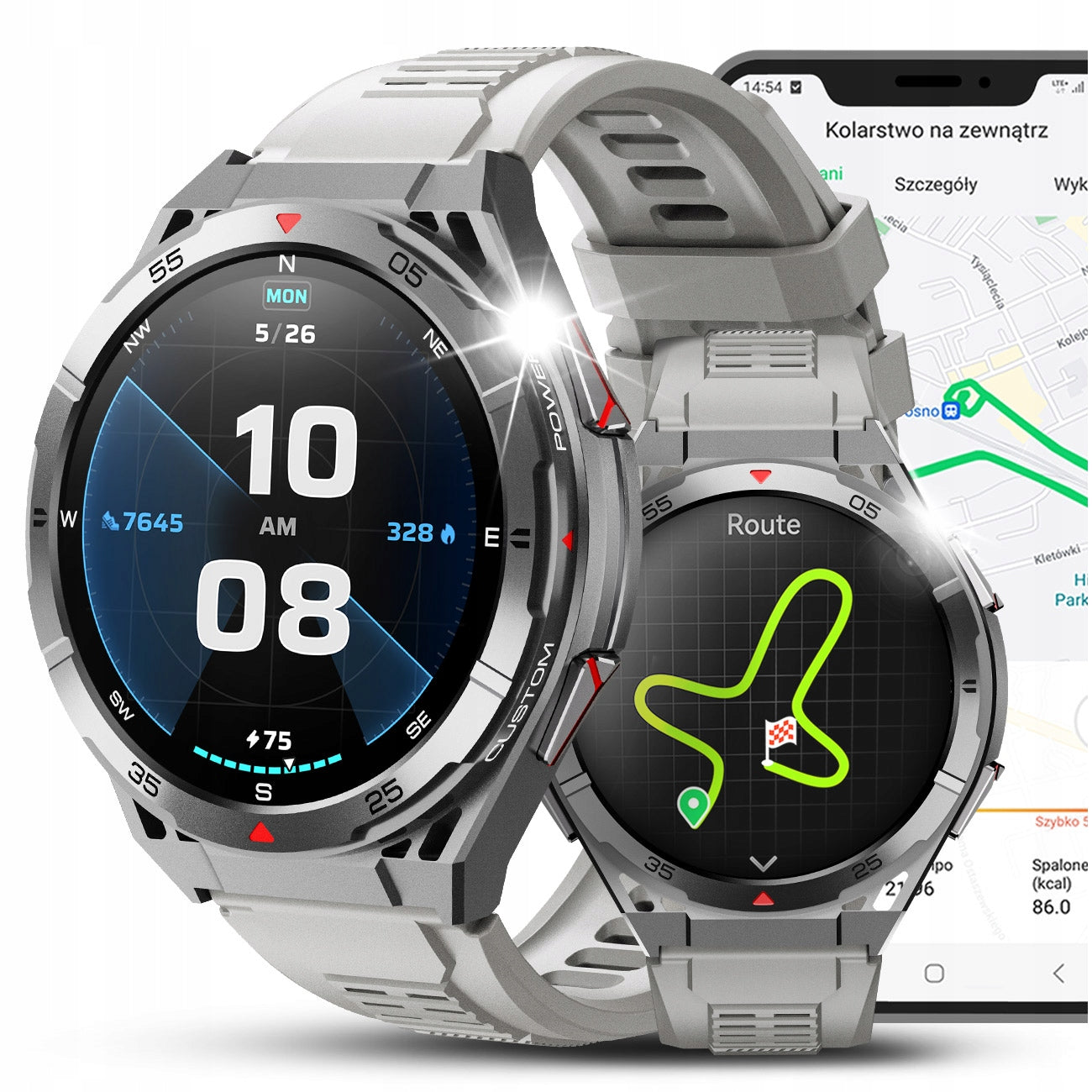 SMARTWATCH MEN'S GPS WATCH WATERPROOF COMPASS AMOLED BAROMETER TALK PL