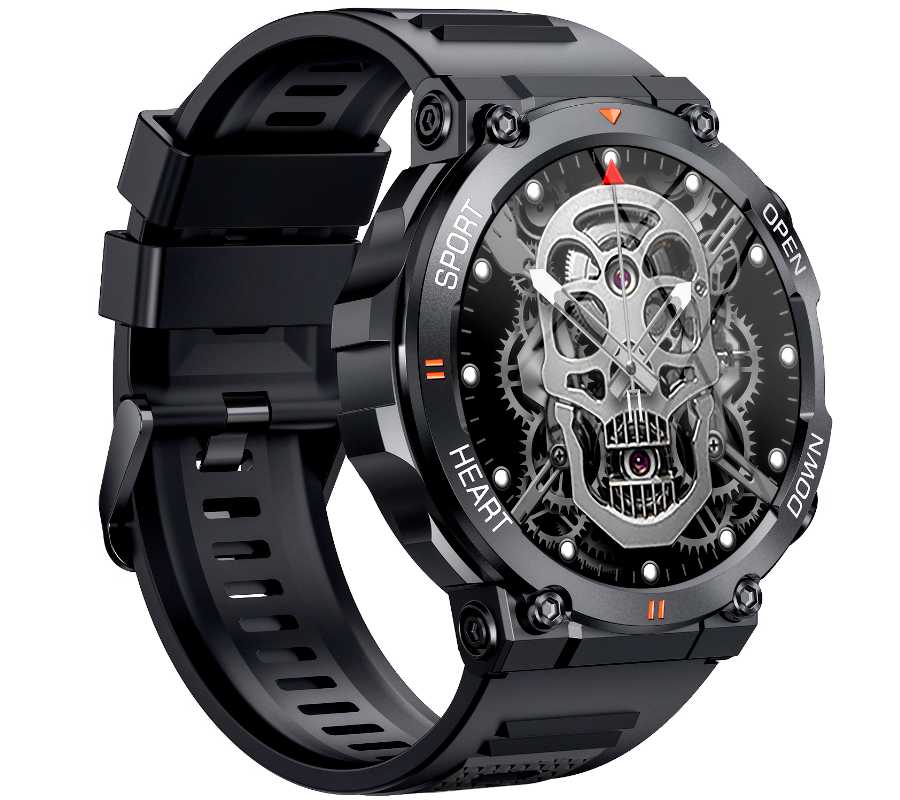 SMARTWATCH MEN'S SPEAKER ECG MICROPHONE MENU PL BATTERY 400 mAh ! 2 STRIPS Color black