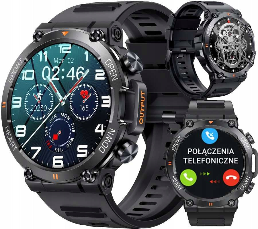 SMARTWATCH MEN'S SPEAKER ECG MICROPHONE MENU PL BATTERY 400 mAh ! 2 STRIPS Packaging status original