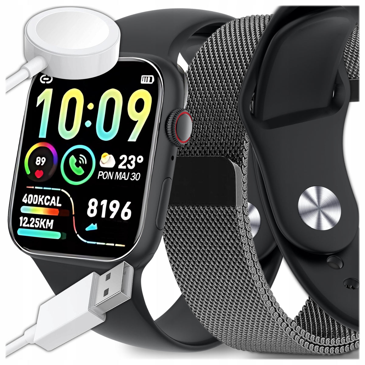 SMARTWATCH MEN'S SPORTS WATCH POLISH MENU TALK SPORTS STEPS PULSE