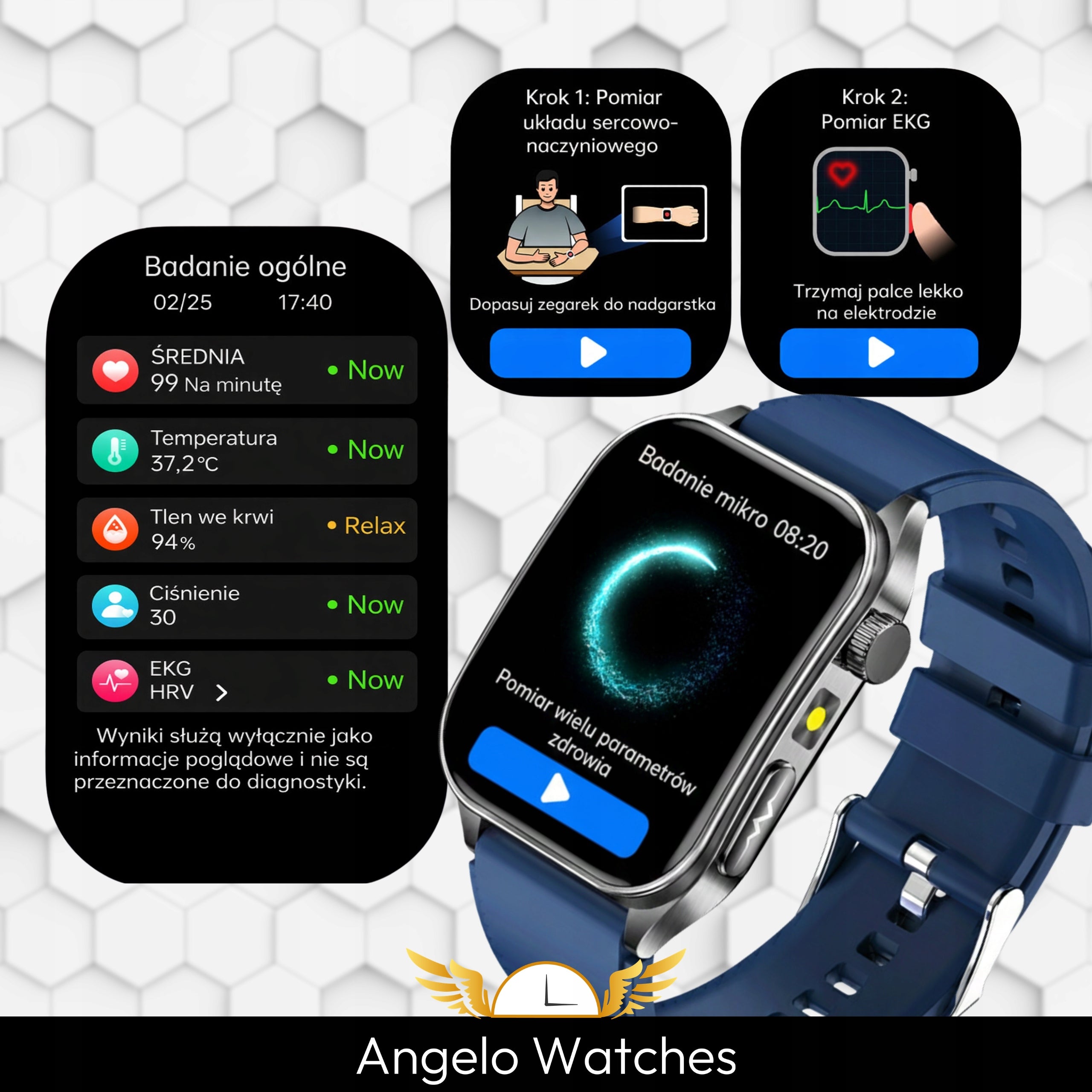 SMARTWATCH MEN'S WATCH CARDIOWATCH EKG TALK MENU PL LASER THERAPY Packaging status original