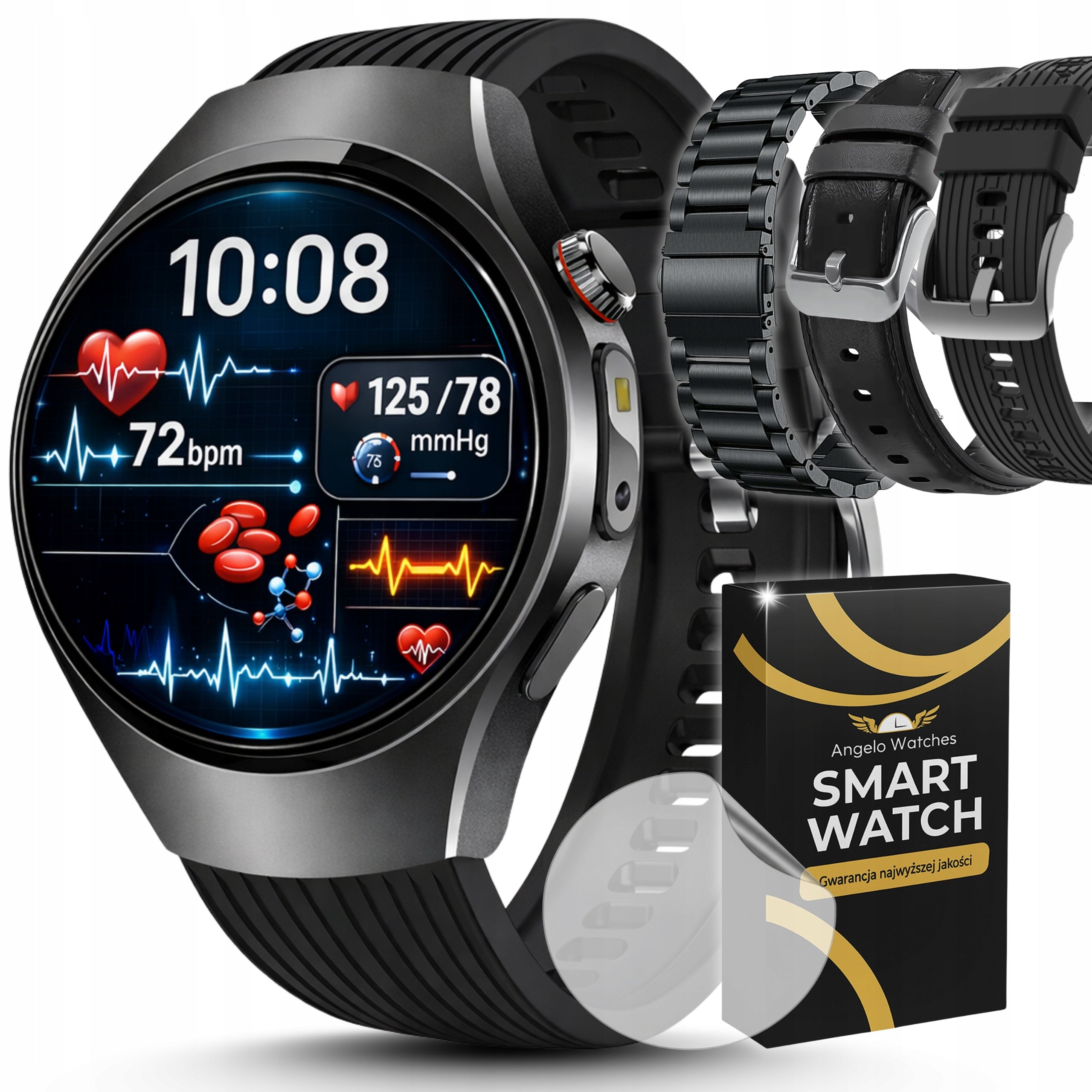 SMARTWATCH MEN'S WATCH CARDIOWATCH TALK PRESSURE EKG AMOLED MENU PL