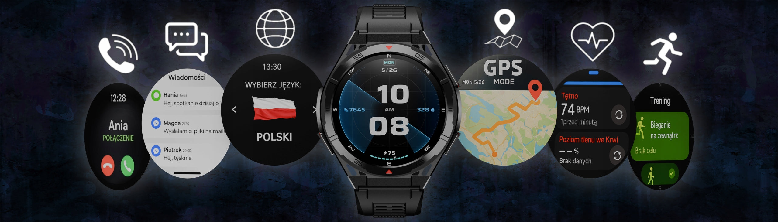 SMARTWATCH MEN'S WATCH GPS WATERPROOF AMOLED SPORT MENU PL SMART WATCH Packaging status original