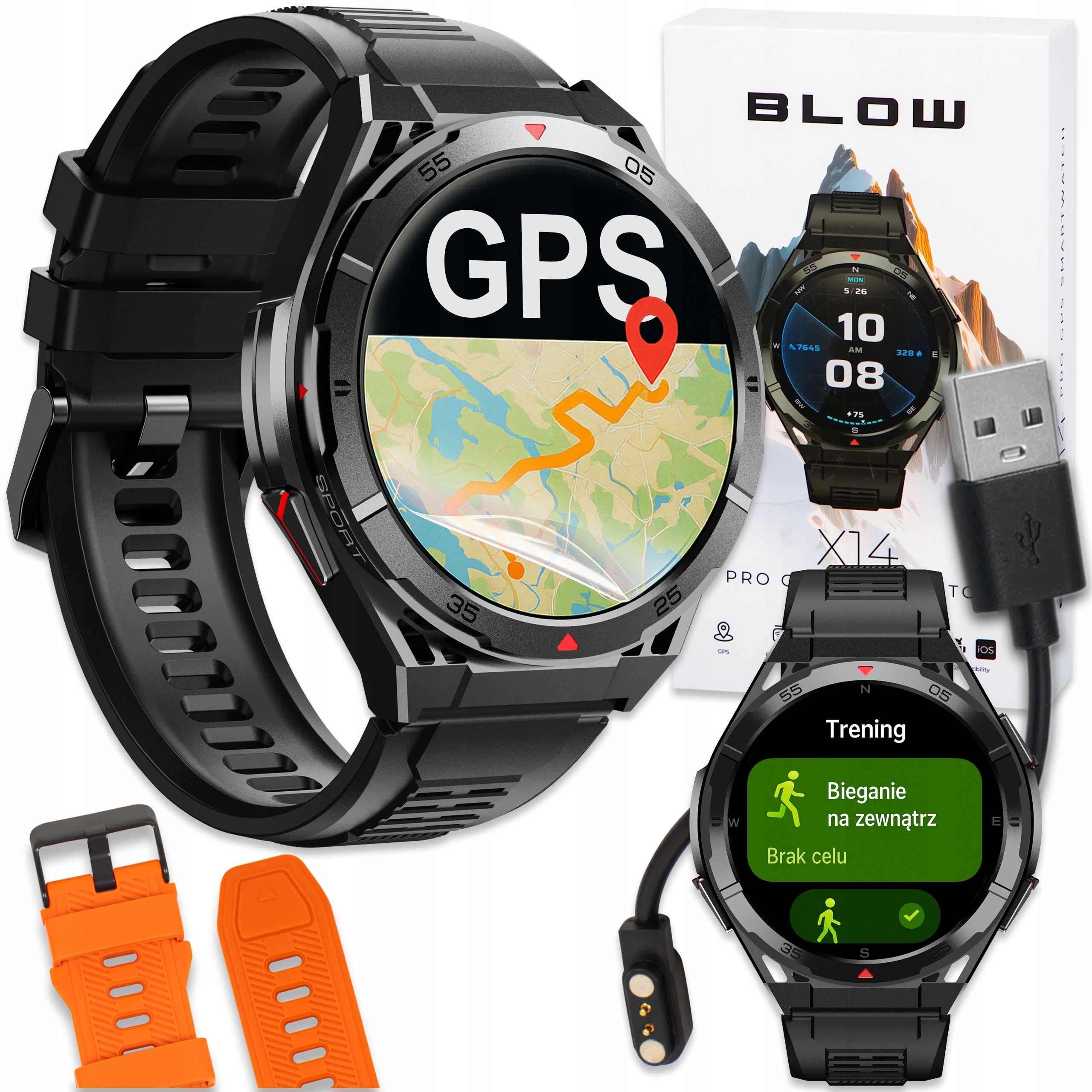 SMARTWATCH MEN'S WATCH GPS WATERPROOF AMOLED SPORT MENU PL SMART WATCH