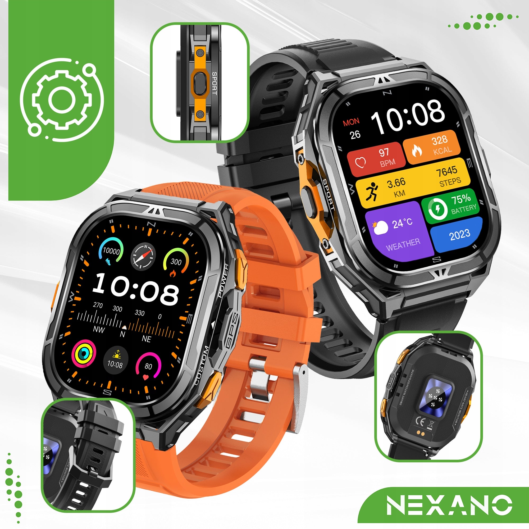 SMARTWATCH MEN'S WATCH GPS WATERPROOF TALK SMART WATCH SPORT MENU PL Manufacturer code Smartwatch Nexano NX5 GPS sport menu pl