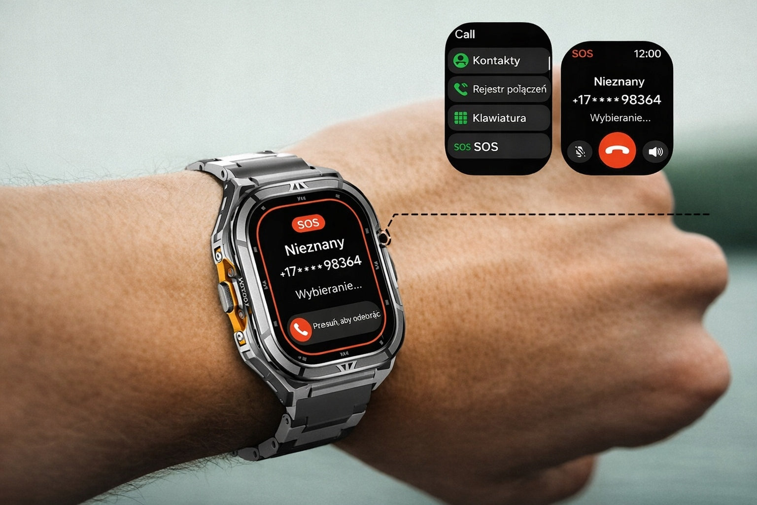 SMARTWATCH MEN'S WATCH GT3 AMOLED GPS TALK ARMORED MILITARY MENU PL Packaging status original