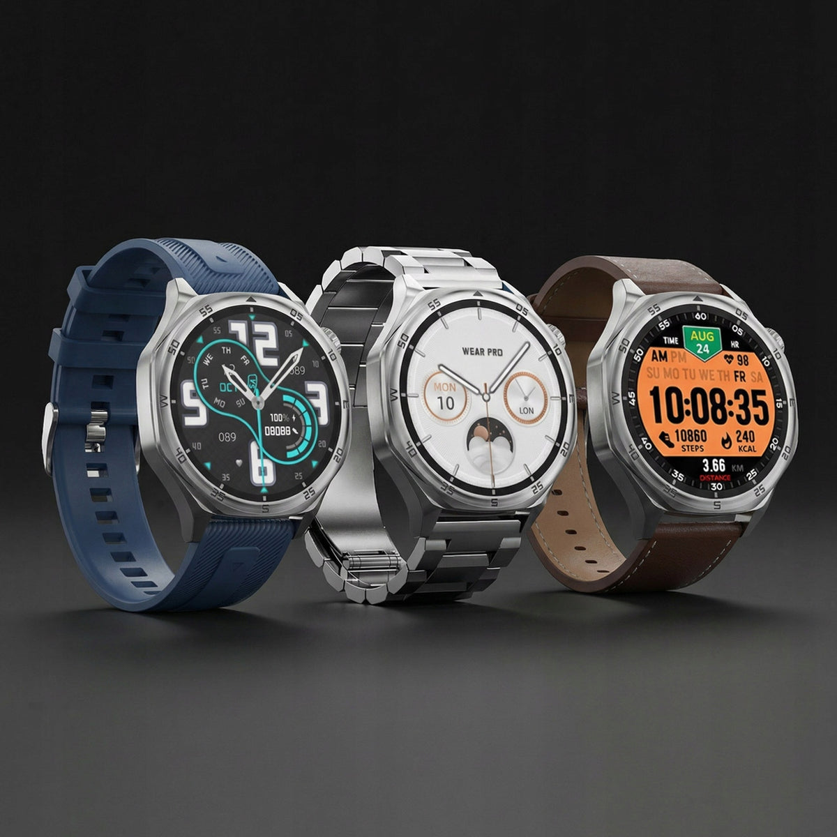 SMARTWATCH MEN'S WATCH MENU PL TALK AMOLED VOICE RECORDER MP3 4GB + 3 stripes Manufacturer code Smart Watch Polskie Menu JG Smart MP3 4GB