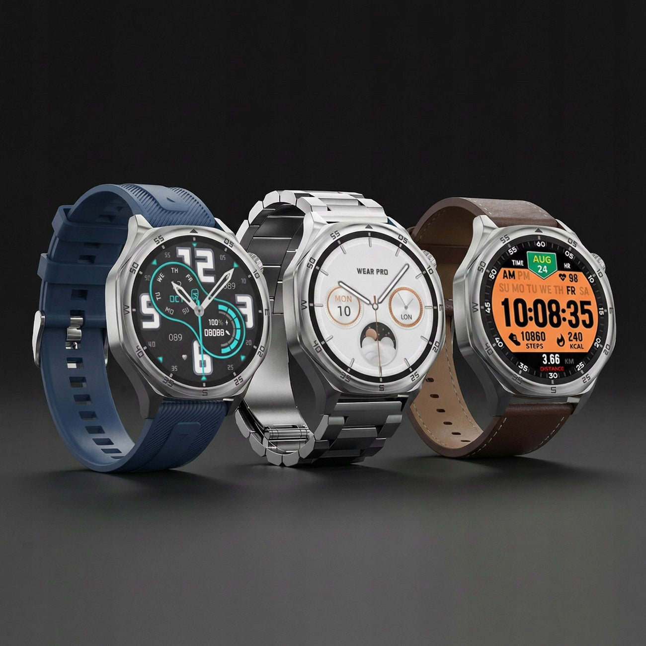 SMARTWATCH MEN'S WATCH MENU PL TALK AMOLED VOICE RECORDER MP3 4GB + 3 stripes Manufacturer code Smart Watch Polskie Menu JG Smart MP3 4GB