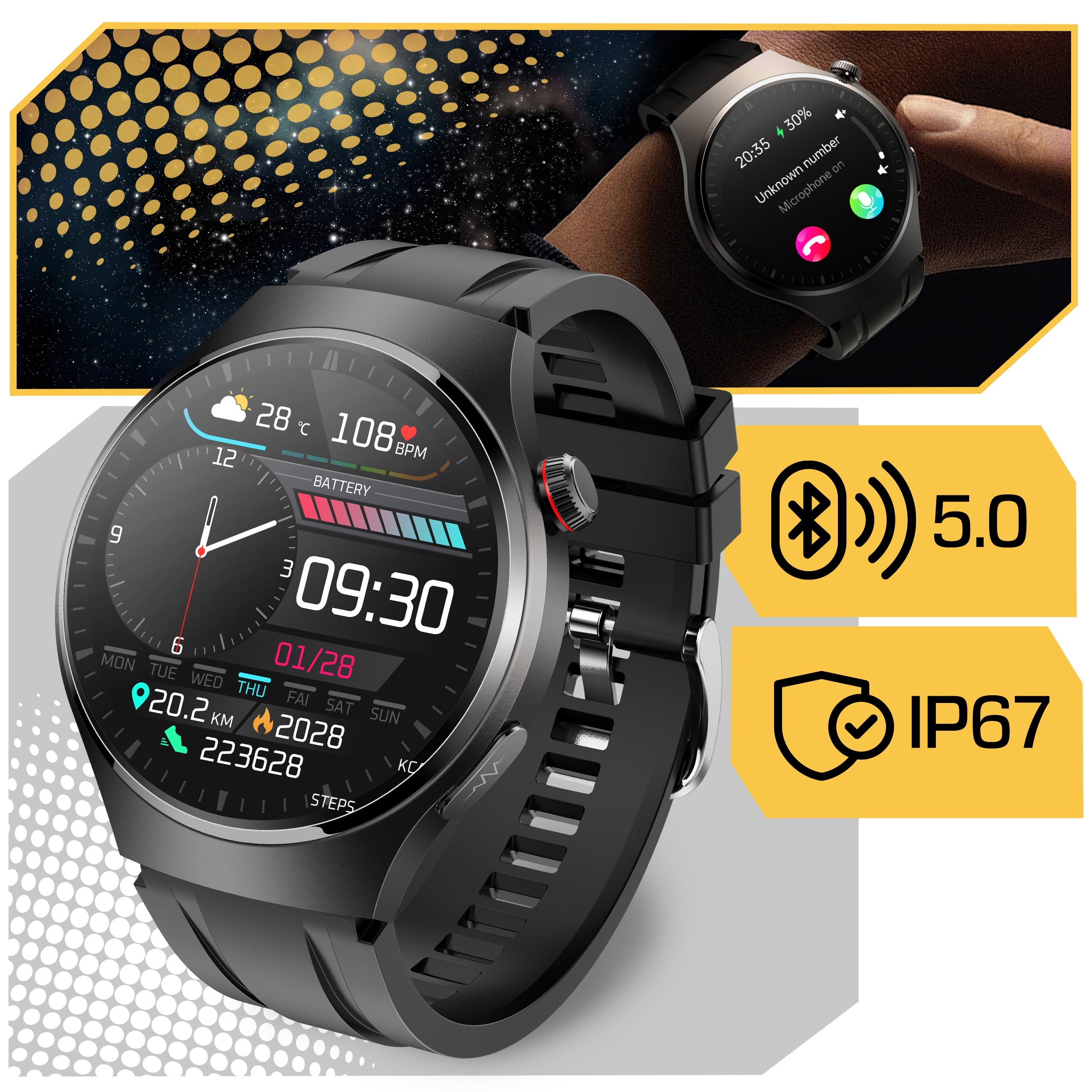 SMARTWATCH MEN'S WATCH MENU PL WITH EKG SUGAR MEASUREMENT PULSE PRESSURE TALK Brand Lewer