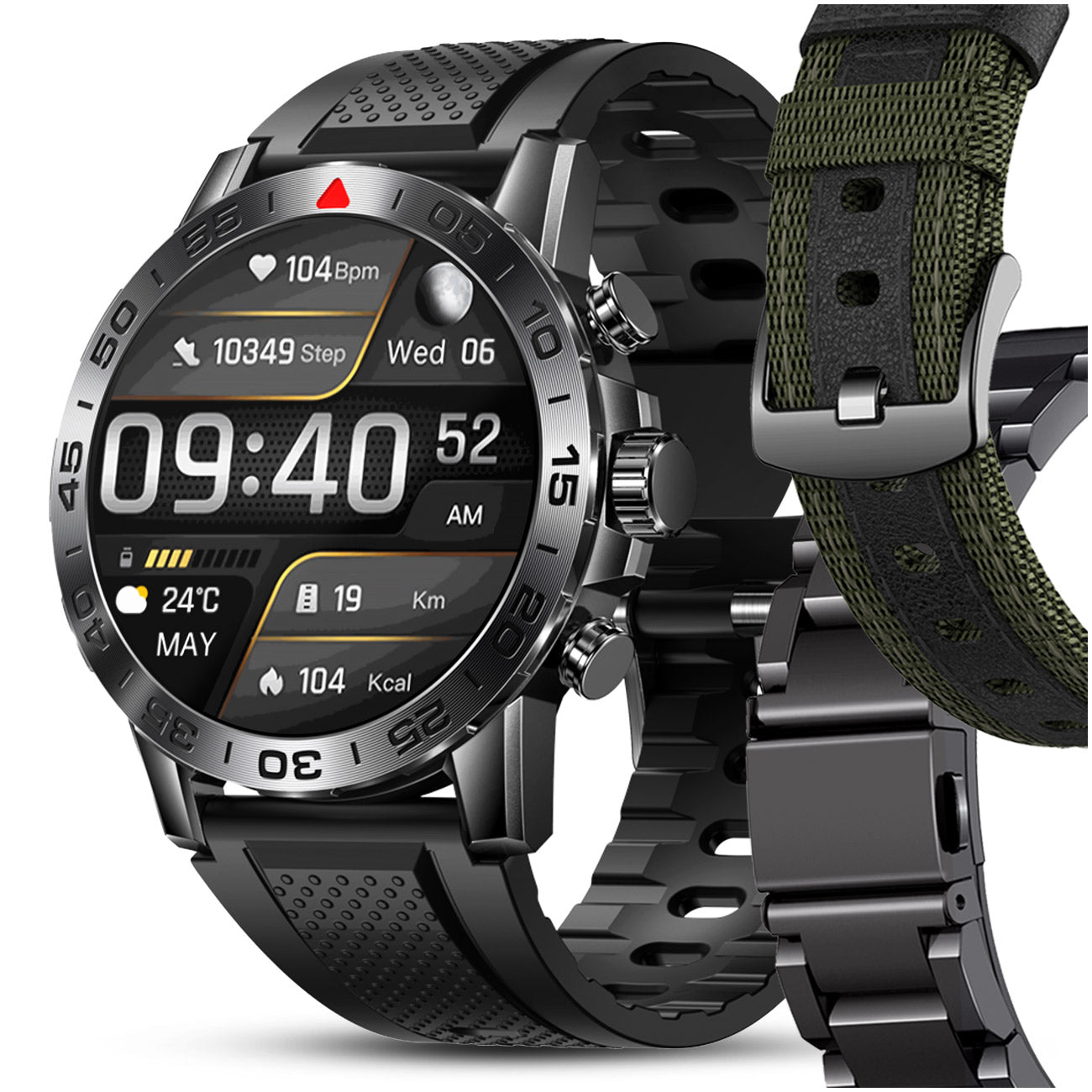 SMARTWATCH MEN'S WATCH POLISH MENU HEART RATE MONITOR 3 STRIPS EAN (GTIN) 5906639810902