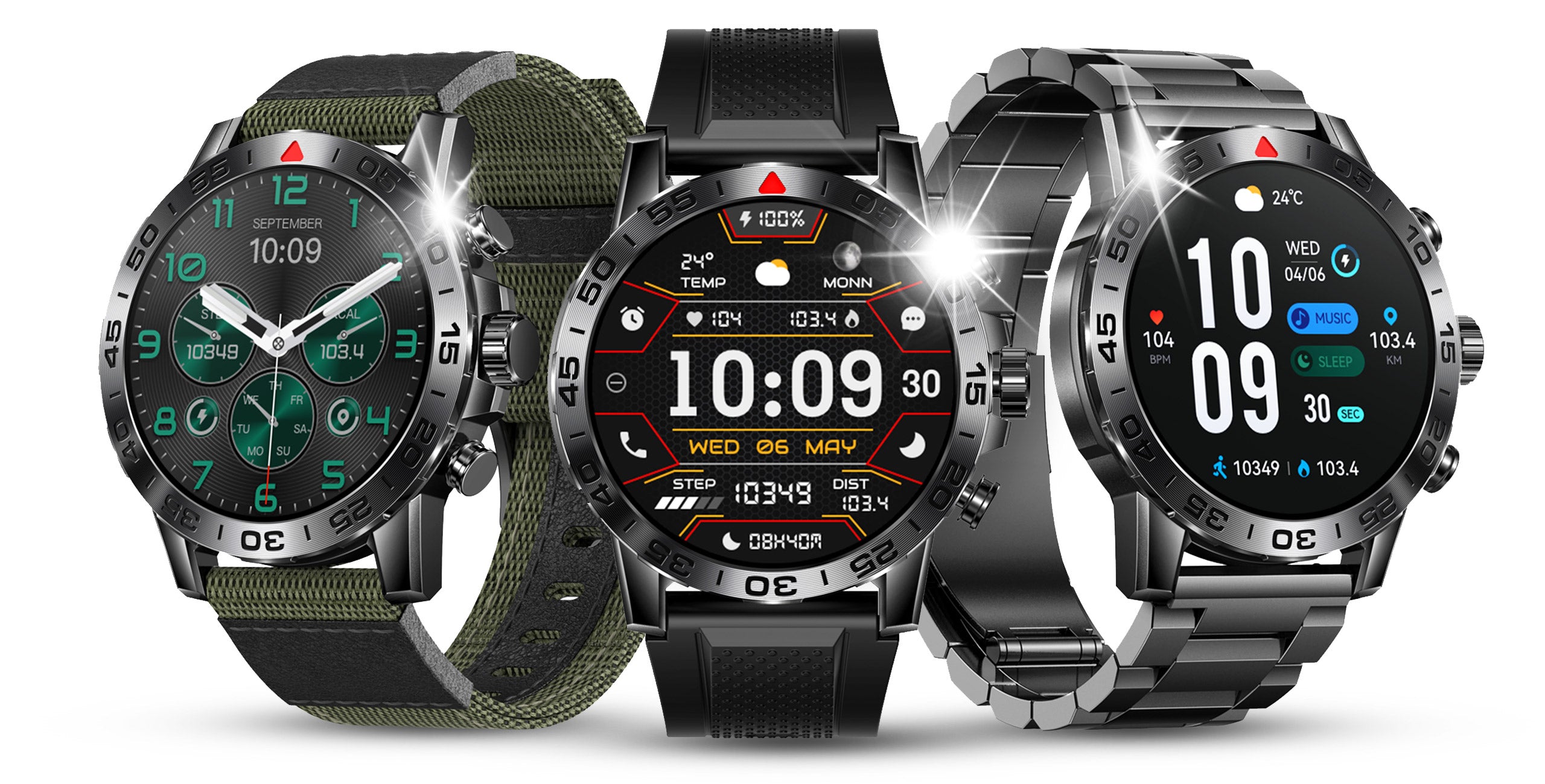 SMARTWATCH MEN'S WATCH POLISH MENU HEART RATE MONITOR 3 STRIPS Packaging status original