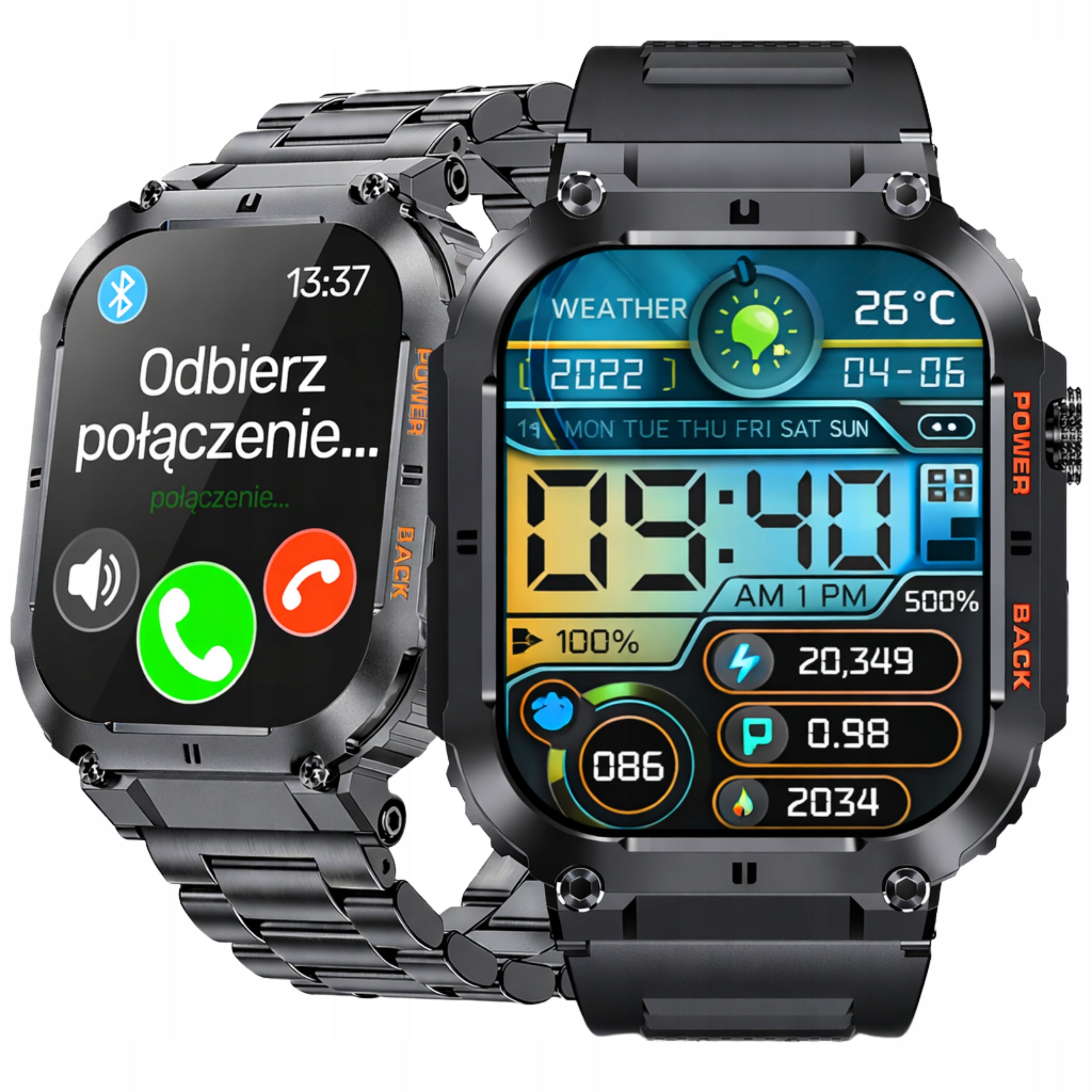 SMARTWATCH MEN'S WATCH SMS NOTIFICATIONS POLISH MENU WATERPROOF