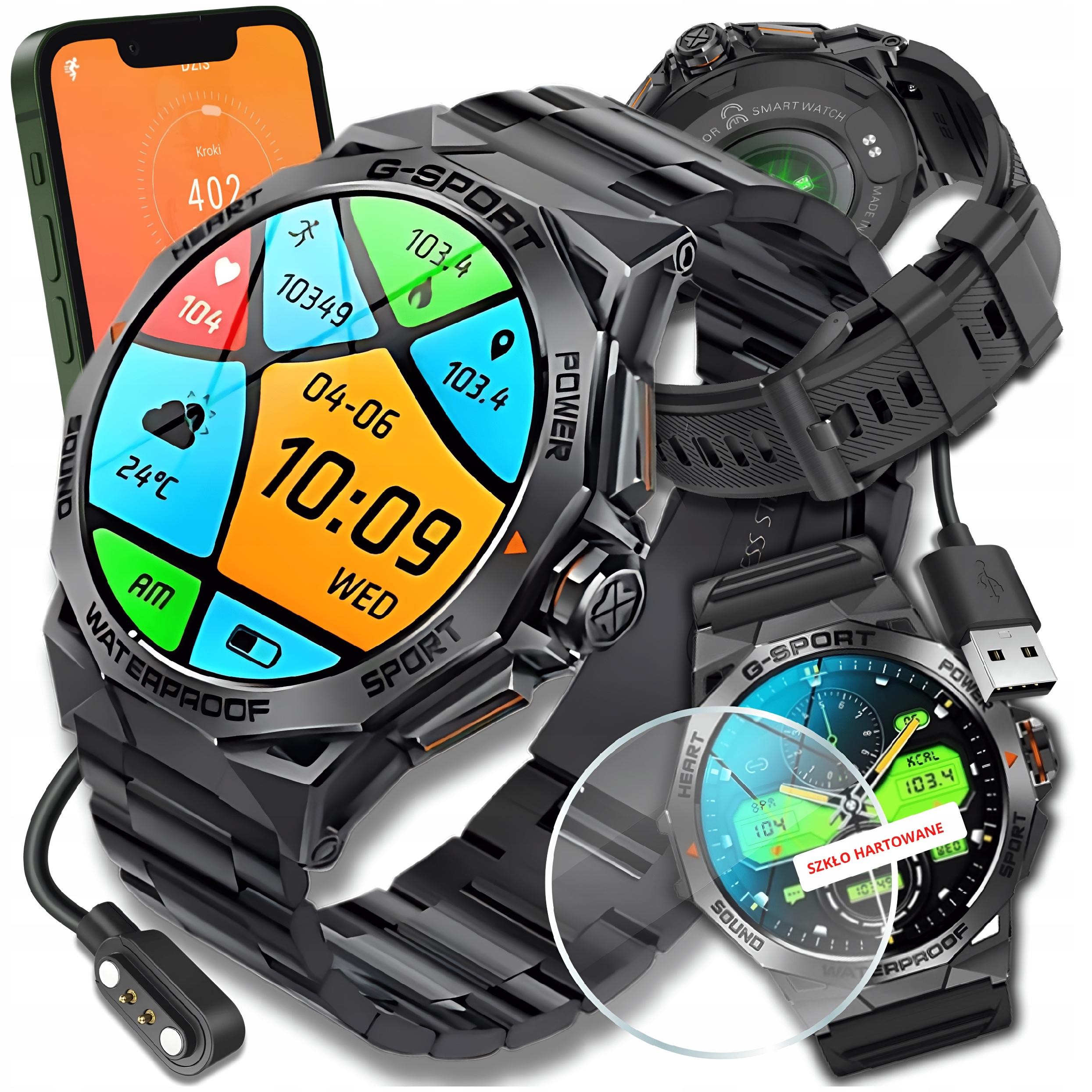 SMARTWATCH MEN'S WATCH TALK PL MENU HEART RATE PULSE SLEEP SMART WATCH + GLASS