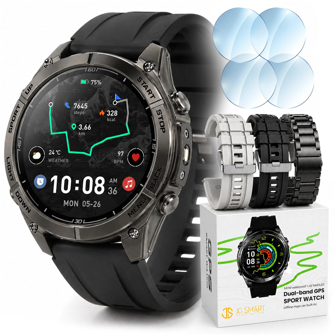 SMARTWATCH MEN'S WATCH WATERPROOF IP69K DUAL GPS MAP MENU PL TALK AI