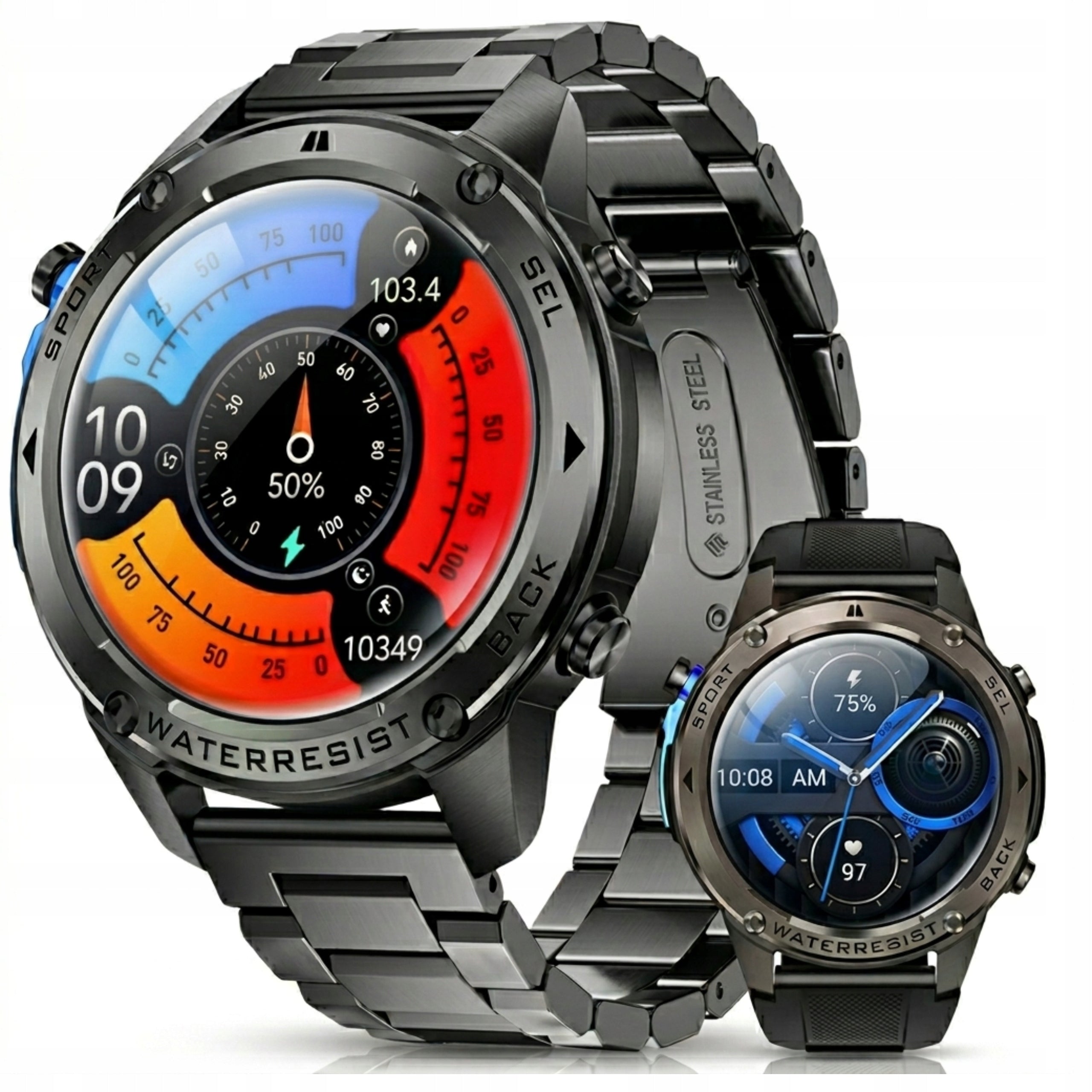 SMARTWATCH MEN'S WATERPROOF 5 ATM GPS talk MENU POLISH smart WATCH