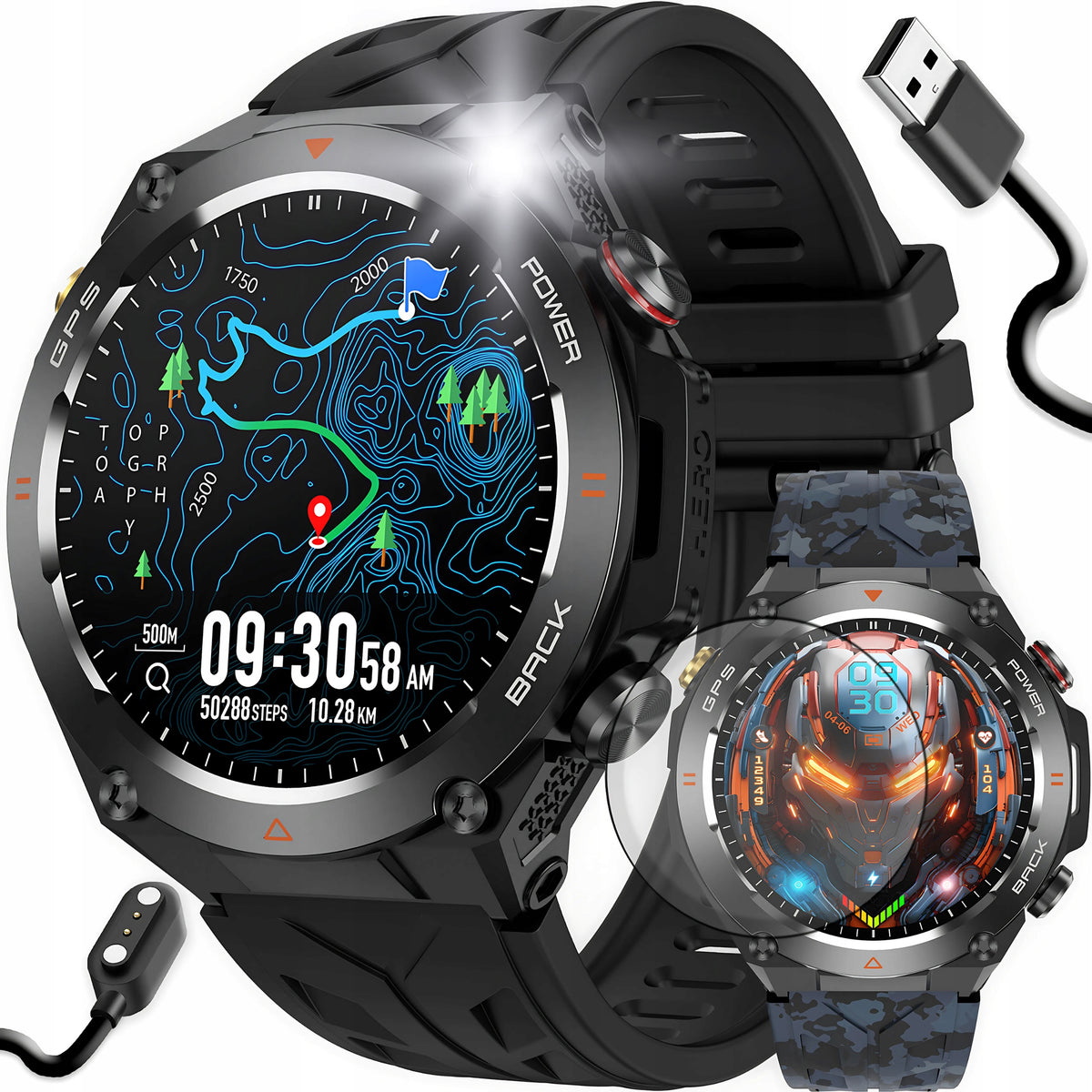 SMARTWATCH MEN'S WATERPROOF GPS SPORT SMART WATCH TALK PULSE BP MENU PL Brand Angelo Watches