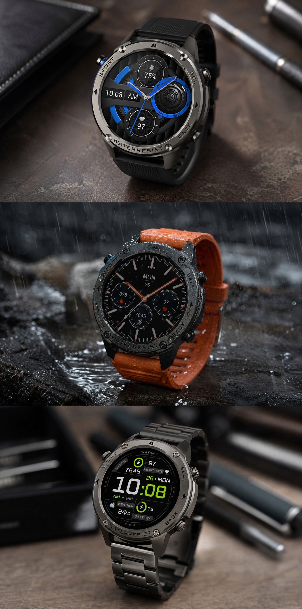 SMARTWATCH MEN'S WATERPROOF TALK MENU PL GPS AMOLED SMART WATCH Manufacturer code SMARTWATCH MĘSKI GPS WODOODPORNY GPS IP69K