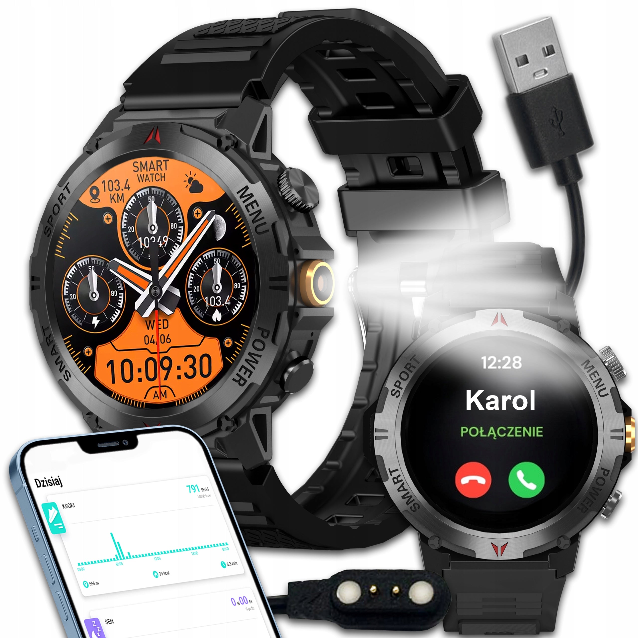 SMARTWATCH MEN'S WATERPROOF TALK PRESSURE MEASUREMENTS EKG SPORT MENU PL