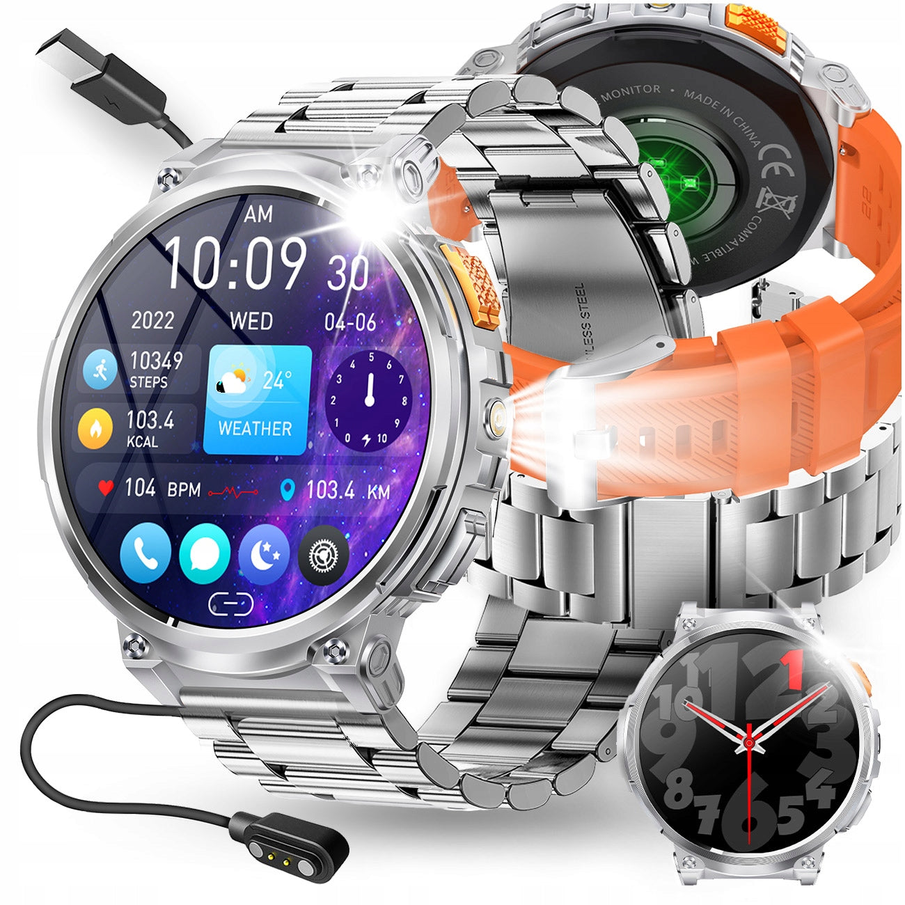 SMARTWATCH MEN'S WATERPROOF WATCH 730mAh POLISH MENU TALK BIG SCREEN