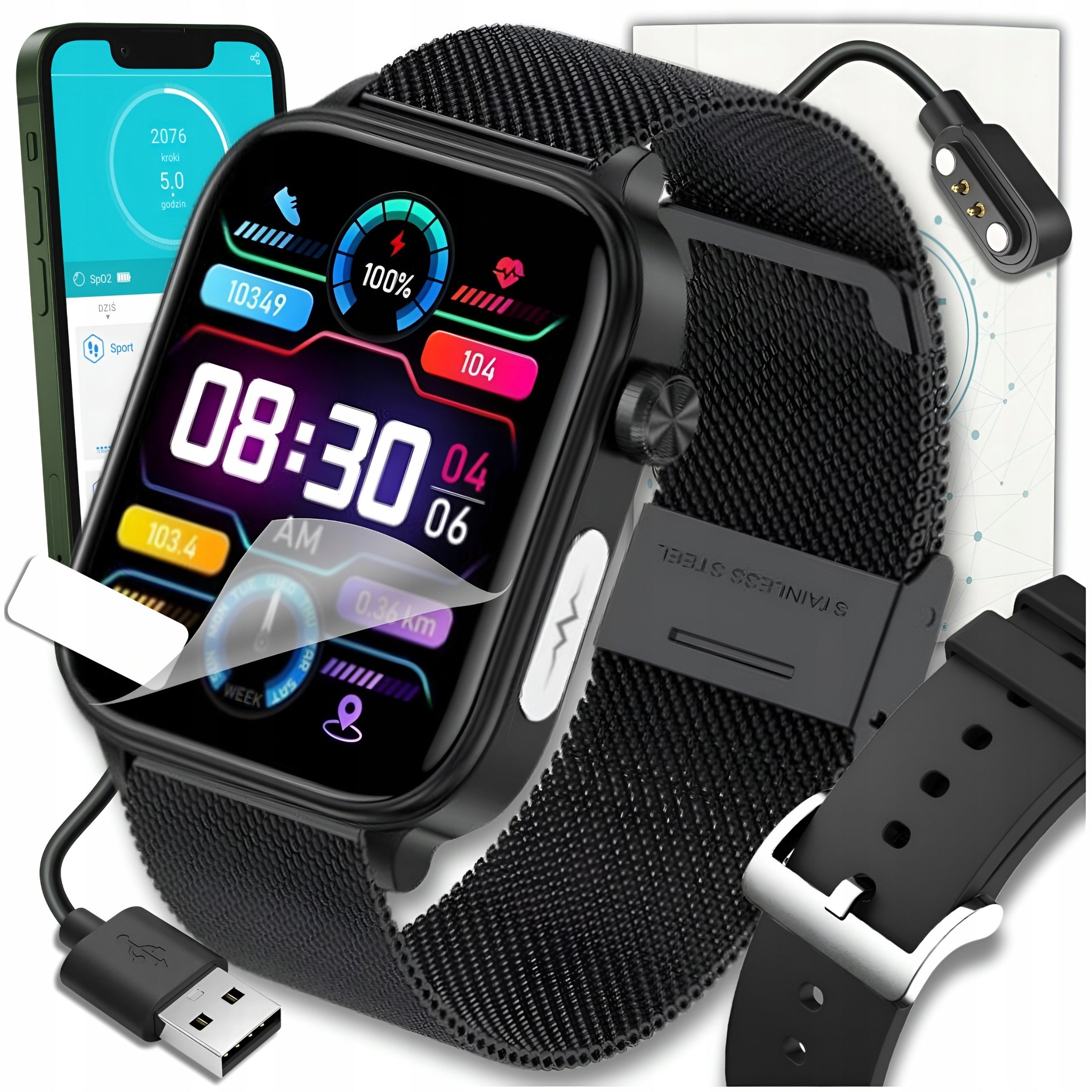 SMARTWATCH MEN'S WOMEN'S CARDIOWATCH WATCH TALK SUGAR MEASUREMENT PL MENU