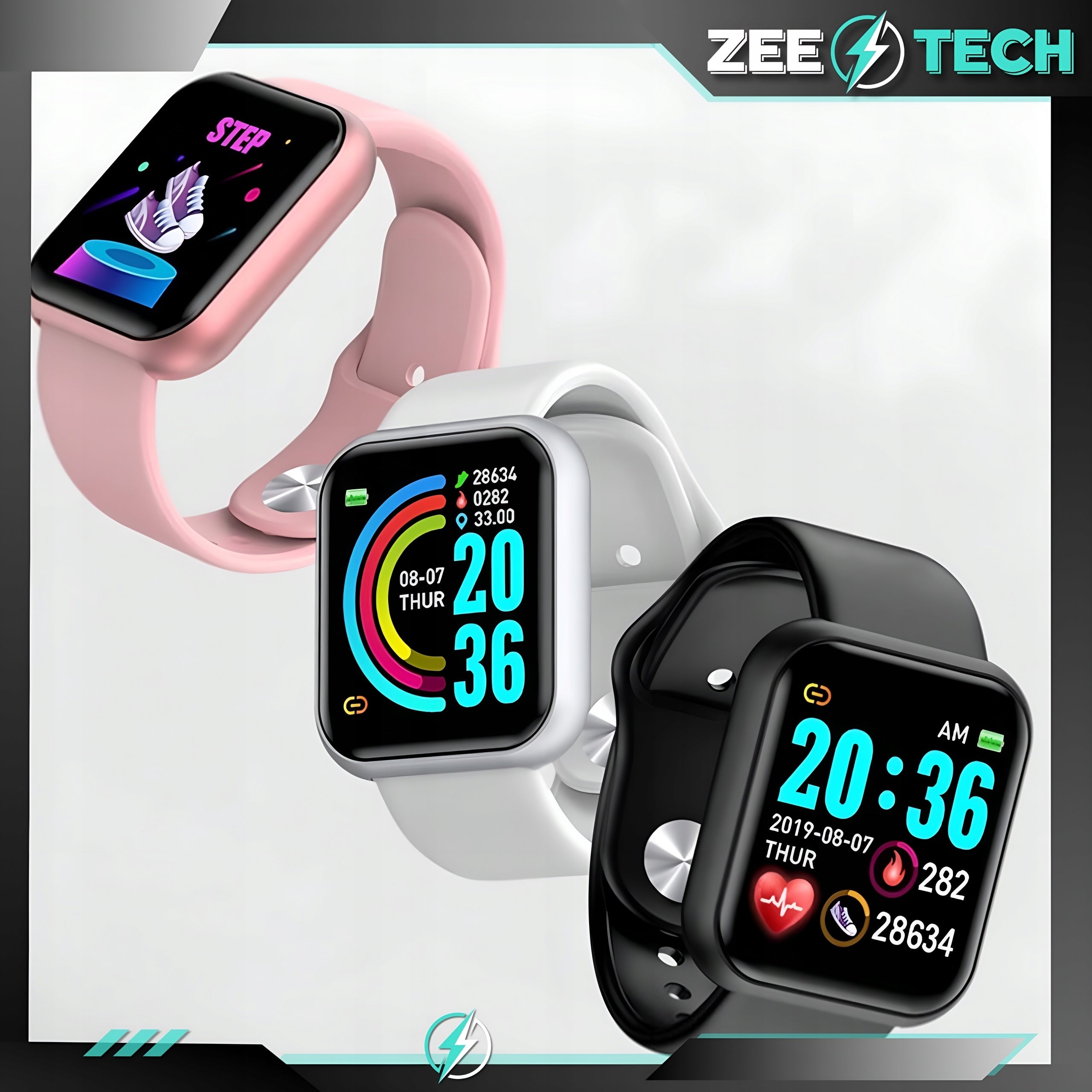 SMARTWATCH MEN'S WOMEN'S SPORTS BAND HEART RATE PRESSURE STEPS SLEEP Color silver