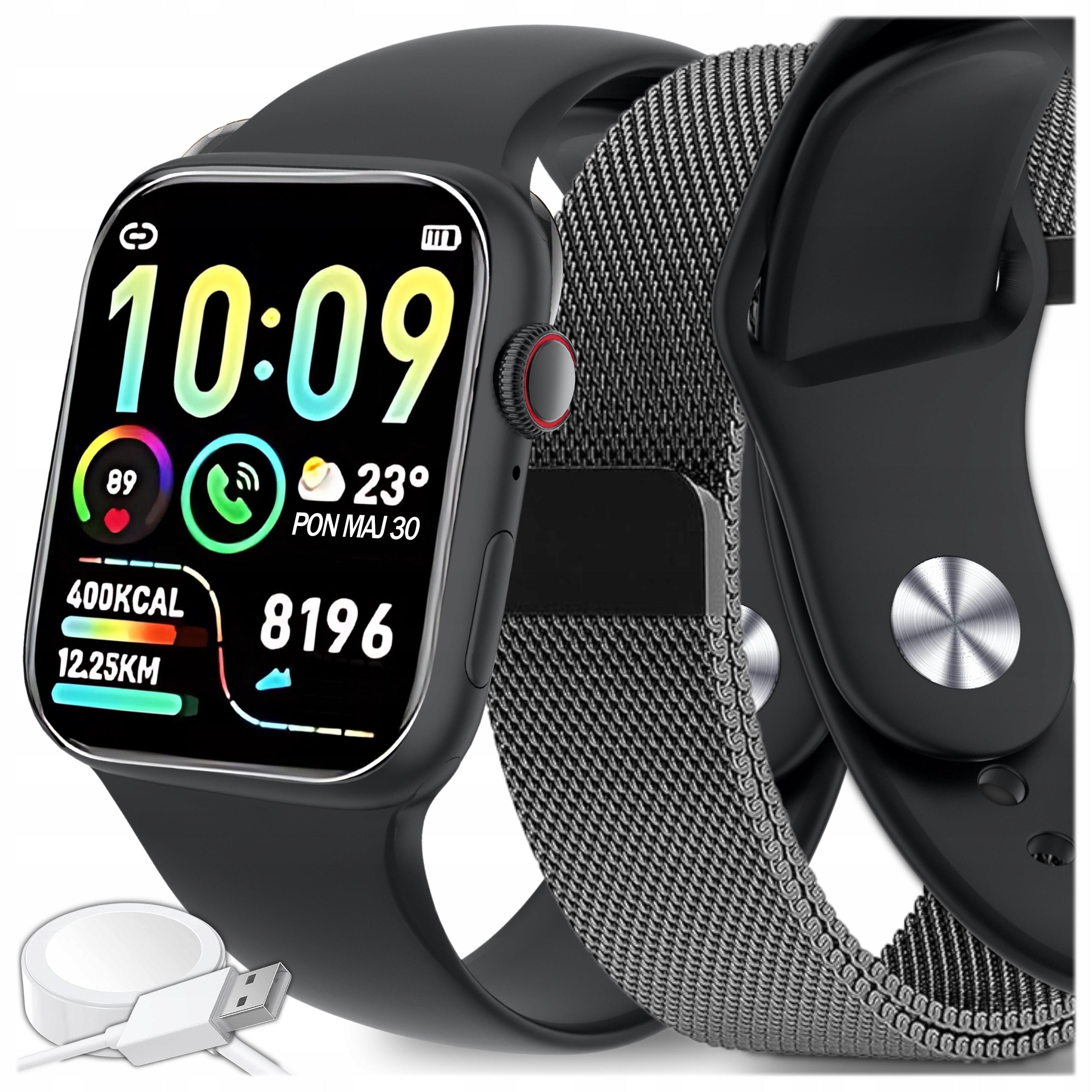SMARTWATCH MEN'S WOMEN'S WATCH TALK SMS SPORT HEALTH MENU PL 2 STRIPES