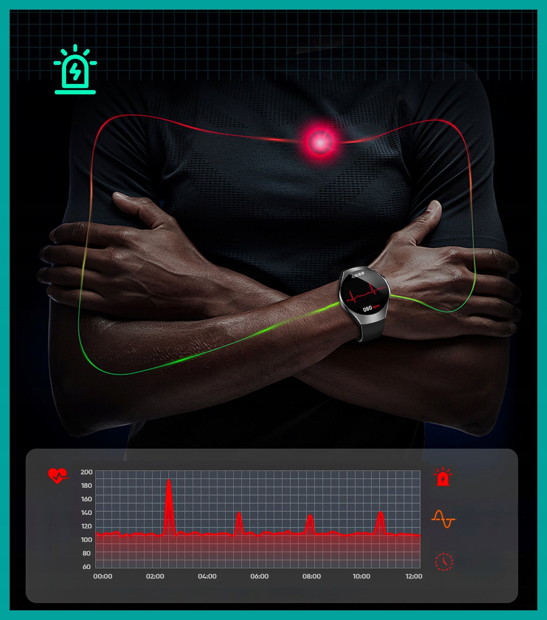 SMARTWATCH Men's Black AMOLED ECG Polish Pressure Glucose Talking Flashlight Packaging status original