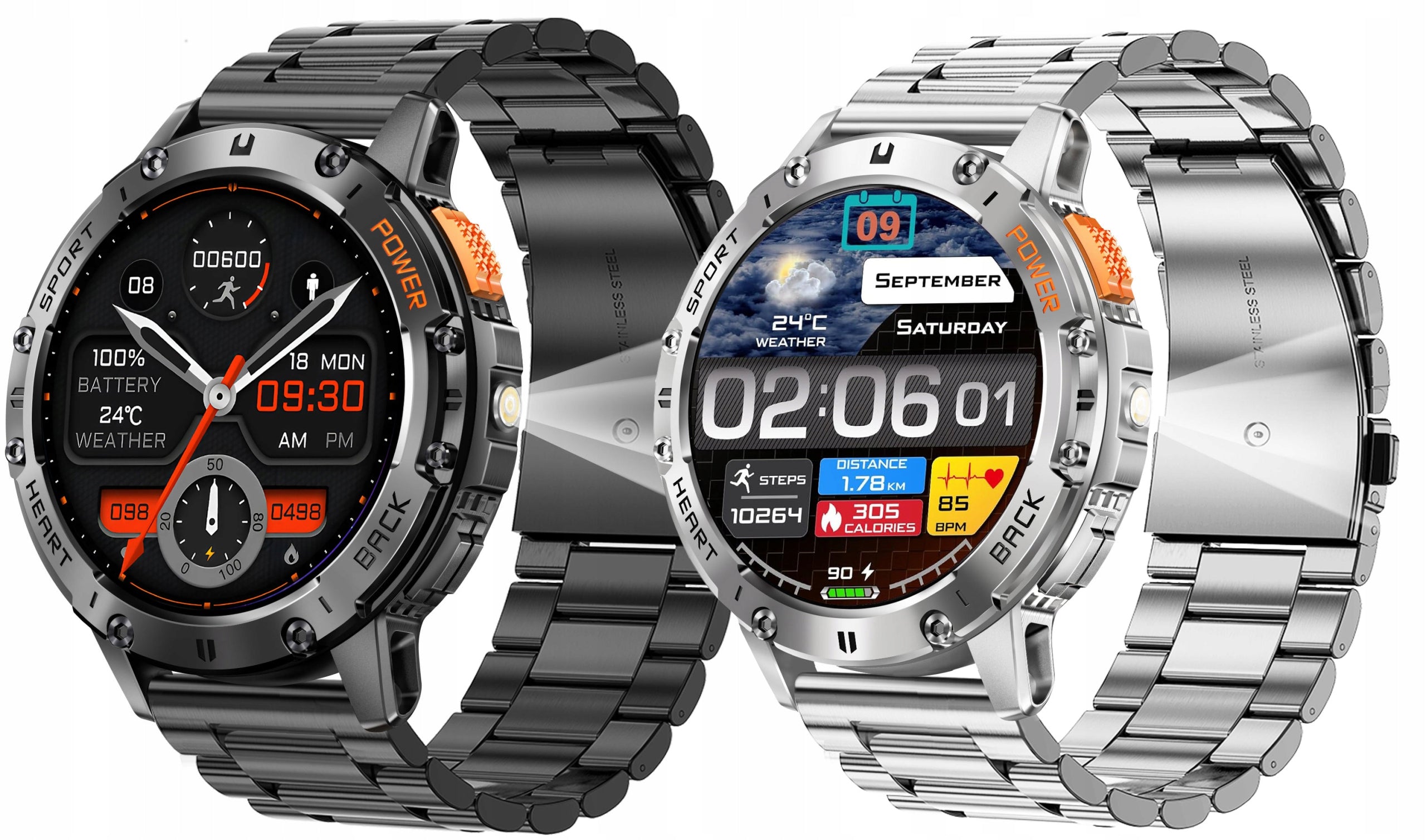 SMARTWATCH Men's Watch FLASHLIGHT TALK BLOOD Pressure Monitor 530mAH AMOLED IP68 Packaging status original