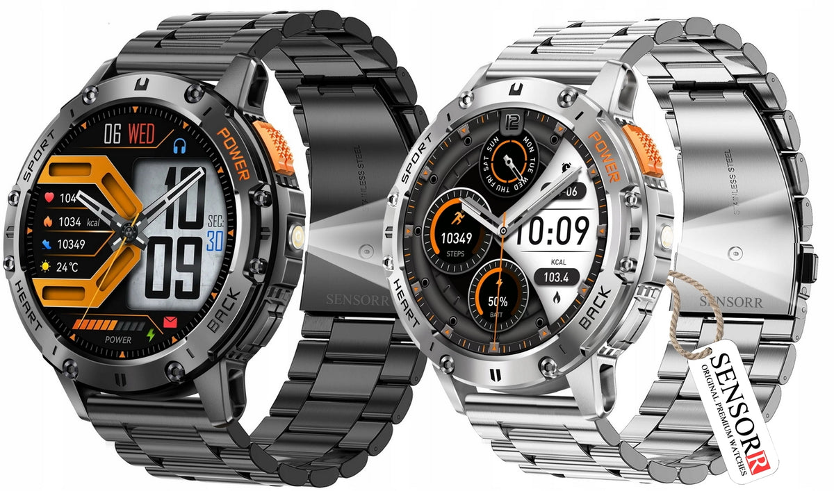 SMARTWATCH Men's Watch Flashlight Blood Pressure Monitor TALK 530mAH AMOLED IP68 Brand Sensorr