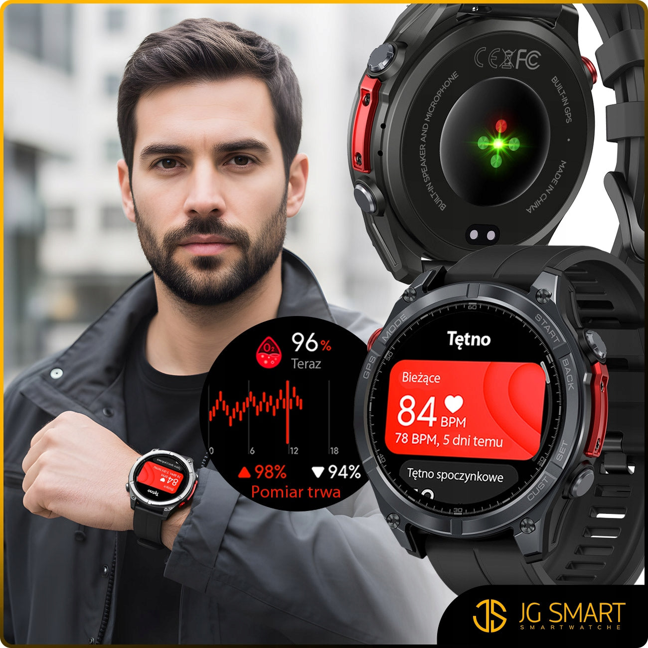 SMARTWATCH Men's Watch with GPS Talk IP69K HD Amoled Menu PL Smart Watch Manufacturer code smart watch wodoodporny 580mAh polskie menu