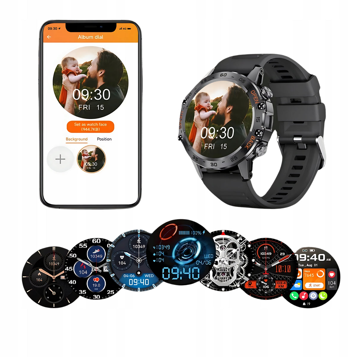 SMARTWATCH Men's watch HAMMER Black SPORT PULSE WATERPROOF MENU POLISH EAN (GTIN) 5906358743871