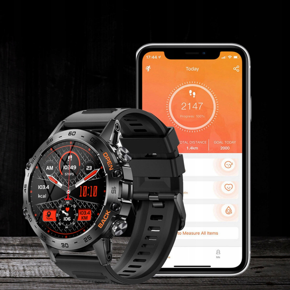 SMARTWATCH Men's watch HAMMER Black SPORT PULSE WATERPROOF MENU POLISH Packaging status original
