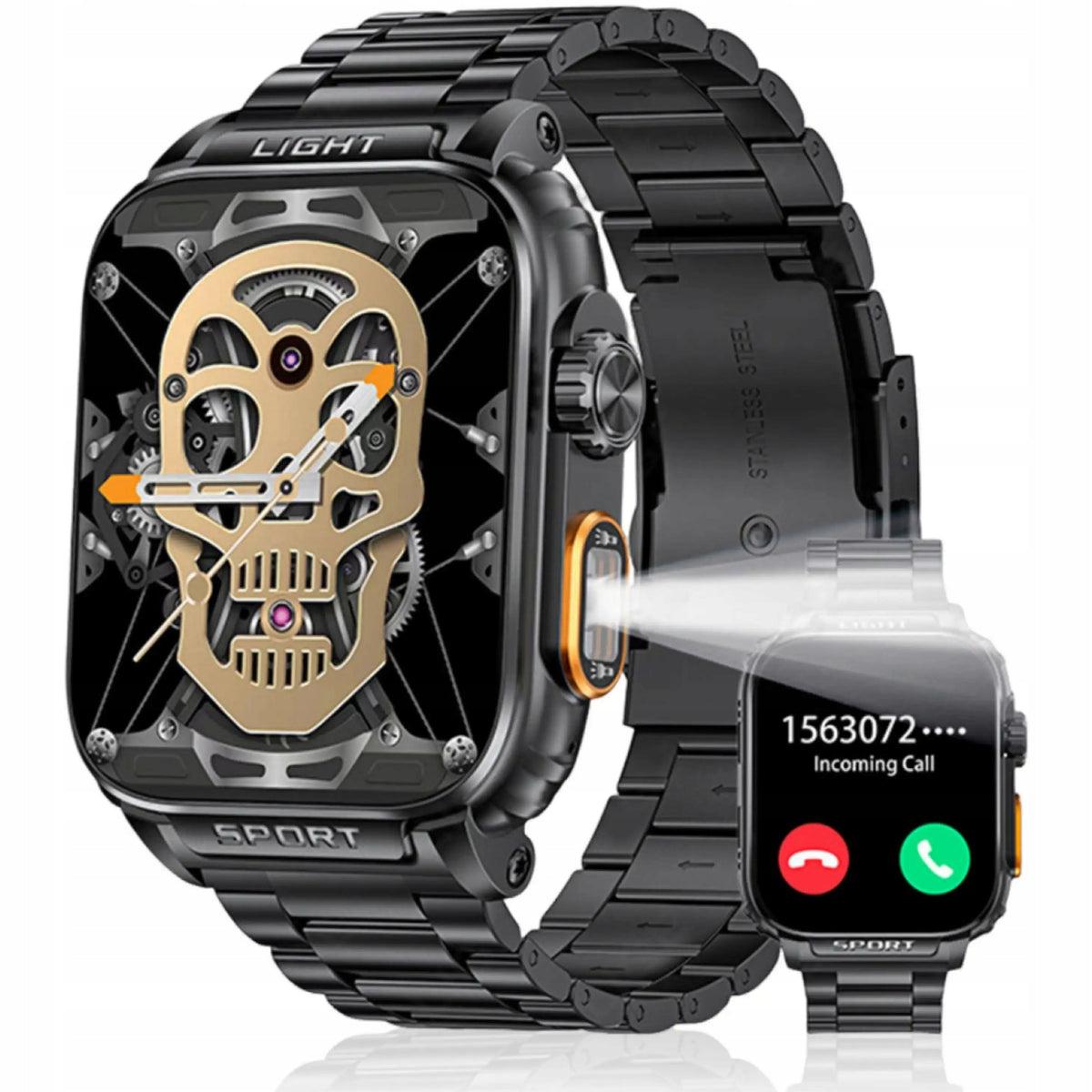 SMARTWATCH P5 1,91" BLUETOOTH TALKING FLASHLIGHT IP68 100+ MODES BLACK