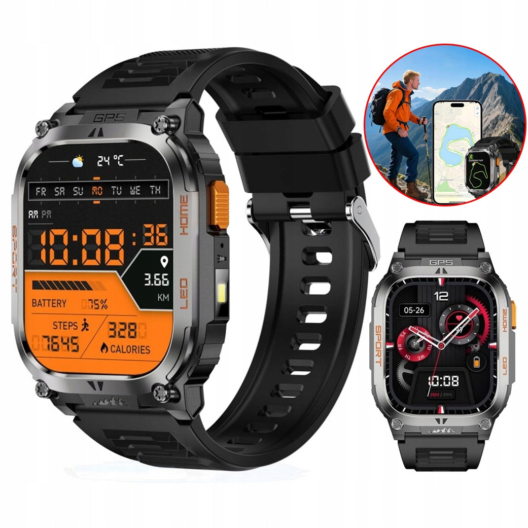 SMARTWATCH QX18 MALE 2.01 INCH HD BLACK WATERPROOF IP68 GPS WATCH