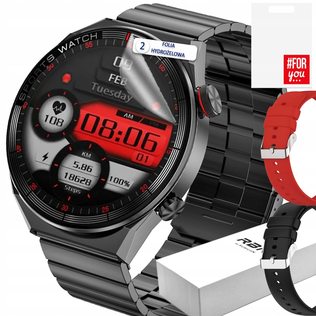 SMARTWATCH RUBICON RNCE99 CALLS HEART RATE BT 320mAh! PRO WATCH