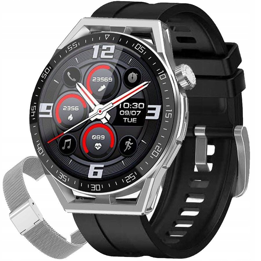 SMARTWATCH Rubicon E88 silver / silver mesh / black silicone