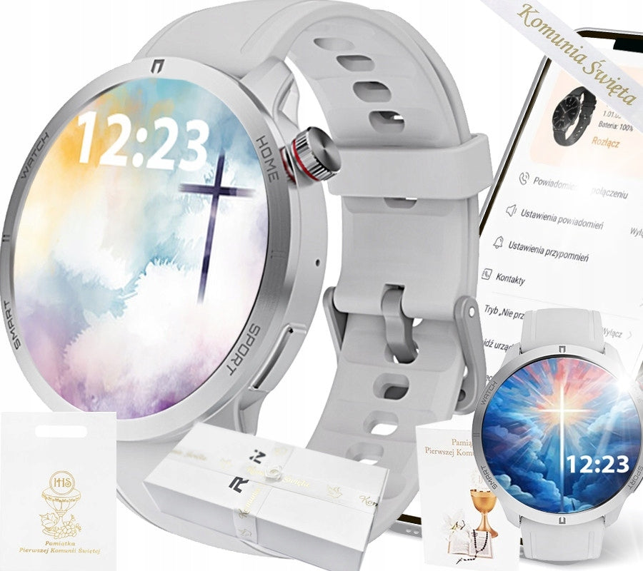 SMARTWATCH Rubicon SMS STEPS POLISH MENU CONNECTIONS SILVER HOLY COMMUNION